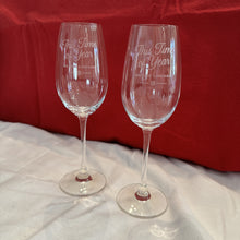 Load image into Gallery viewer, Engraved Crystal Riedel Ouverture Flute Set (2)
